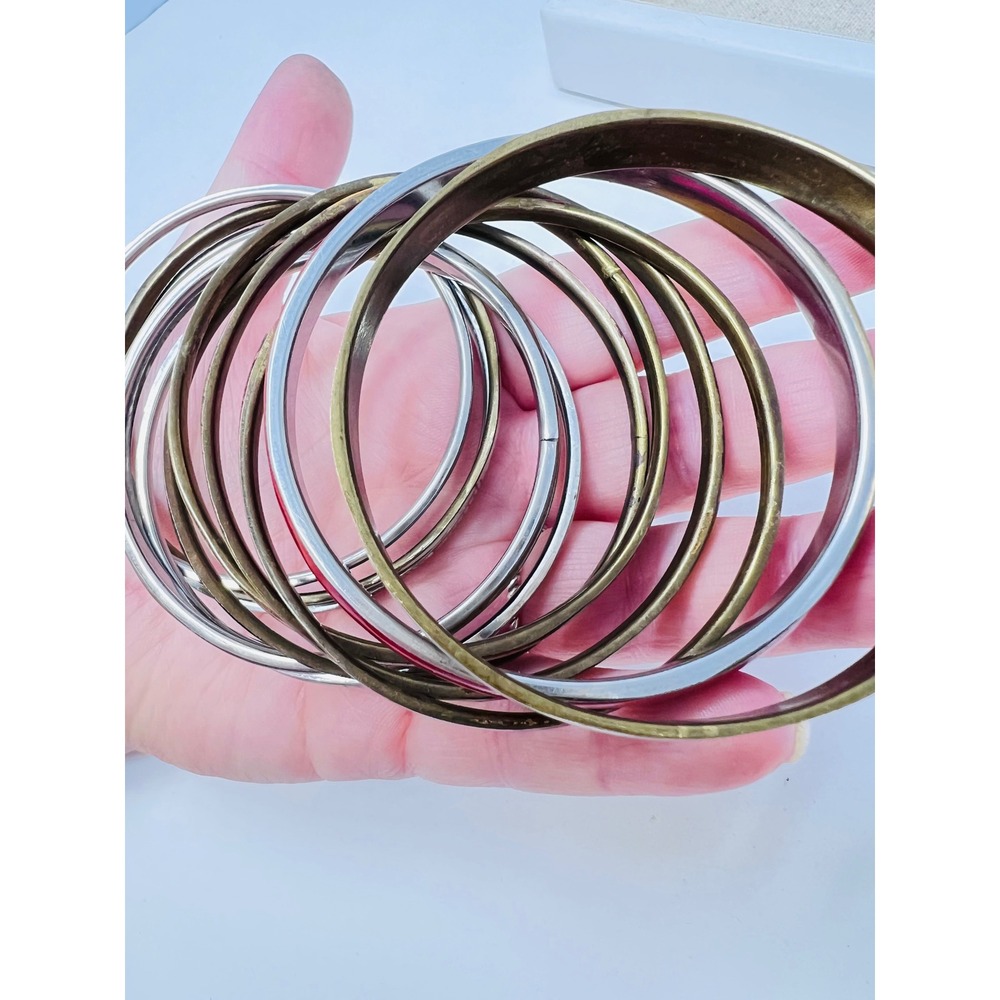 Vintage l Shell Multicolor Inlay Bangle & Cuff Bracelet Lot of 18 - Picture 9 of 16
